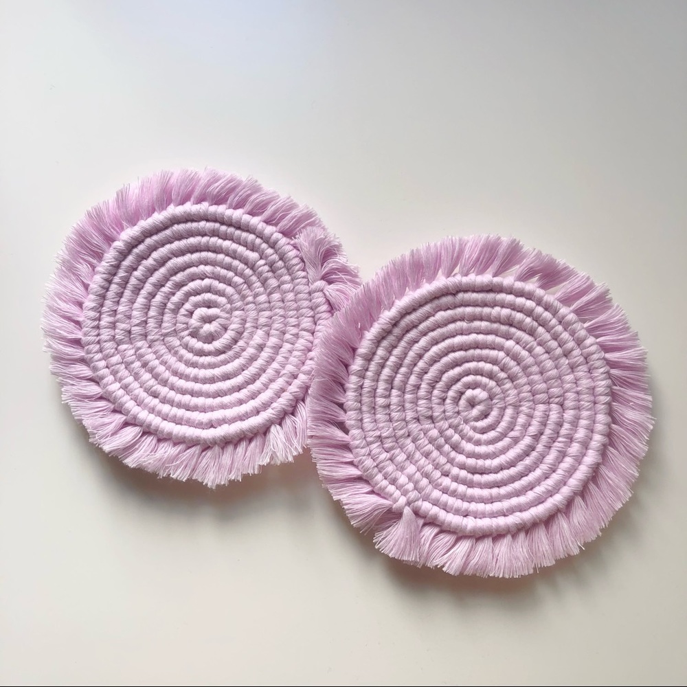 ✨HANDMADE✨ 2 macrame coasters - lavender